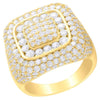 ESTATE LARGE 4.52CT DIAMOND 14KT YELLOW GOLD 3D ROUND MULTI ROW SQUARE MENS RING