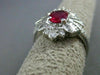 ESTATE LARGE 2.37CT DIAMOND & RUBY 18KT WHITE GOLD FLOWER ENGAGEMENT RING #25401
