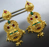 LARGE .22CT DIAMOND & ENAMEL 22KT YELLOW GOLD CHANDELIER HANGING EARRINGS #26949