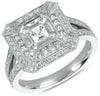 LARGE .89CT DIAMOND 14KT WHITE GOLD INVISIBLE OCTAGON DOUBLE HALO COCKTAIL RING