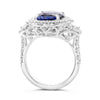 LARGE DIAMOND & AAA SAPPHIRE 18K WHITE GOLD OVAL MOONSTONE HALO ENGAGEMENT RING