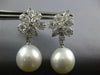 LARGE 2.03CT DIAMOND & AAA PEARL 18KT WHITE GOLD 3D MULTI LEAF HANGING EARRINGS