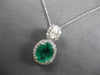 LARGE 2.26CT DIAMOND & AAA COLOMBIAN EMERALD 18KT WHITE GOLD HALO PENDANT #28060