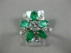 ESTATE LARGE 2.52CT DIAMOND & AAA EMERALD 14K WHITE GOLD FLOWER ANNIVERSARY RING