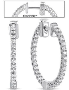 1.24CT DIAMOND 14KT WHITE GOLD SHARED PRONG INSIDE OUT HUGGIE HANGING EARRINGS