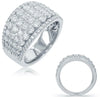 LARGE 2.40CT DIAMOND 14KT WHITE GOLD 3D MULTI ROW GRADUATING ANNIVERSARY RING