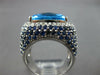 ESTATE EXTRA LARGE 14.51CT DIAMOND AAA SAPPHIRE & BLUE TOPAZ 14K WHITE GOLD RING