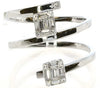 WIDE .24CT DIAMOND 18KT WHITE GOLD 3D ROUND & BAGUETTE DOUBLE SQUARE SNAKE RING