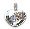 .36CT WHITE & PINK DIAMOND 18K WHITE ROSE GOLD HEART SHAPE LOVE FLOATING PENDANT