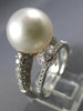 LARGE 1.28CT DIAMOND & AAA SOUTH SEA PEARL 18K WHITE GOLD DOUBLE ENGAGEMENT RING