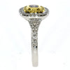 .70CT WHITE PINK & FANCY YELLOW DIAMOND 18KT 2 TONE GOLD CUSHION ENGAGEMENT RING
