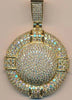 ESTATE EXTRA LARGE 4.24CT DIAMOND 14K YELLOW GOLD 3D ROUND PAVE FLOATING PENDANT