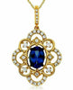 ESTATE 1.08CT DIAMOND & AAA TANZANITE 14KT YELLOW GOLD FILIGREE OVAL NECKLACE