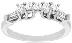 .46CT DIAMOND 14KT WHITE GOLD 3D ROUND & BAGUETTE 7 STONE FUN ANNIVERSARY RING