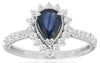 1.38CT DIAMOND & AAA SAPPHIRE 14KT WHITE GOLD PEAR SHAPE FLORAL ENGAGEMENT RING