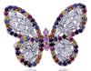 1.56CT DIAMOND & AAA MULTI COLOR SAPPHIRE 18K YELLOW GOLD 3D BUTTERFLY LOVE RING
