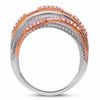 LARGE .31CT DIAMOND 14KT WHITE & ROSE GOLD 3D MULTI ROW CRISS CROSS FUN RING