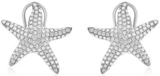 ESTATE LARGE 1.09CT DIAMOND 14KT WHITE GOLD 3D STARFISH CLIP ON EARRINGS