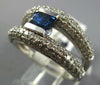 WIDE 2.1CT DIAMOND & AAA SAPPHIRE 14KT WHITE GOLD 3D EMERALD CUT ENGAGEMENT RING