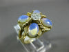 ESTATE WIDE .14CT DIAMOND & AAA OPAL 14K YELLOW GOLD 3D MATTE SHINY 5 STONE RING