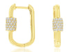 ESTATE .53CT DIAMOND 14KT YELLOW GOLD 3D ROUND BARREL OVAL HOOP HANGING EARRINGS