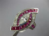ESTATE LARGE 3.57CT DIAMOND & AAA RUBY 14K WHITE GOLD MARQUISE FILIGREE FUN RING
