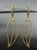 ESTATE .60CT ROUND DIAMOND 18KT YELLOW GOLD 3D LEAF HUGGIE OPEN HANGING EARRINGS