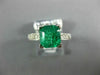 ESTATE 2.35CT DIAMOND & AAA EMERALD 18KT WHITE GOLD 3D OCTAGON ENGAGEMENT RING