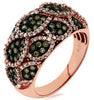 WIDE 1.35CT WHITE & CHOCOLATE FANCY DIAMOND 14KT ROSE GOLD MULTI LEAF LOVE RING