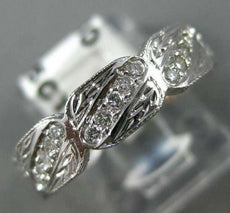 ANTIQUE WIDE .45CT DIAMOND 18K WHITE GOLD FILIGREE ETERNITY SQUARE RING #9416