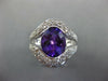 LARGE 4.16CT DIAMOND & AAA AMETHYST 18KT WHITE GOLD 3D OVAL DOUBLE V FUN RING