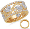 WIDE 1.26CT DIAMOND 14K WHITE & YELLOW GOLD 3D ROUND & MARQUISE ANNIVERSARY RING