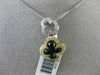 ESTATE .23CT DIAMOND & ONYX 14KT TWO TONE GOLD 3D DOUBLE FLOWER FLOATING PENDANT