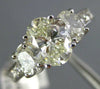 LARGE 2.04CT DIAMOND 14KT WHITE GOLD OVAL & ROUND 3 STONE ENGAGEMENT RING #1844