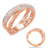 LARGE 1.08CT DIAMOND 14KT ROSE GOLD CLASSIC 3 ROW CRISS CROSS X BAMBOO LOVE RING