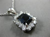 ESTATE LARGE 5.26CT DIAMOND & SAPPHIRE 18KT WHITE GOLD HALO RECTANGULAR PENDANT