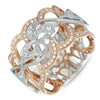 WIDE .28CT DIAMOND 14KT WHITE & ROSE GOLD OPEN FILIGREE FLORAL ANNIVERSARY RING