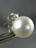 ESTATE LARGE .26CT DIAMOND & AAA SOUTH SEA PEARL 14K WHITE GOLD CLIP ON EARRINGS