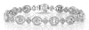 WIDE 3.48CT DIAMOND 18KT WHITE GOLD ROUND & BAGUETTE OVAL HALO TENNIS BRACELET