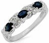 ESTATE .59CT DIAMOND & AAA SAPPHIRE 14KT WHITE GOLD 3D ROUND & OVAL X LOVE RING