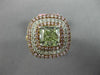 GIA LARGE 2.69CT MULTI COLOR DIAMOND 18KT WHITE & ROSE 3D SQUARE ENGAGEMENT RING