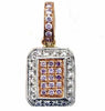 ESTATE .21CT WHITE & PINK DIAMOND 18K WHITE & ROSE GOLD PAVE RECTANGULAR PENDANT