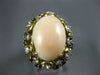 LARGE 1.50CT DIAMOND AAA SAPPHIRE & CORAL 18KT YELLOW GOLD OVAL FLOWER FUN RING