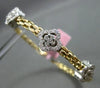ESTATE 1.30CT DIAMOND 14K WHITE & YELLOW GOLD 3D FLOWER FLEXIBLE BANGLE BRACELET