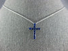 ESTATE SMALL .49CT AAA SAPPHIRE 18KT WHITE GOLD 3D CLASSIC CROSS PENDANT