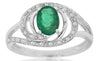 .78CT DIAMOND & AAA EMERALD 14KT WHITE GOLD 3D OVAL & ROUND FILIGREE LOVE RING