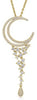 .84CT DIAMOND 14KT YELLOW GOLD 3D CLUSTER DOUBLE CRESCENT MOON TEAR DROP PENDANT