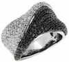 ESTATE WIDE 2.80CT WHITE & BLACK DIAMOND 14KT WHITE GOLD SEMI ETERNITY LOVE RING
