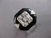 LARGE 1.67CT DIAMOND & BLACK ENAMEL 18K WHITE GOLD ROUND & BAGUETTE OCTAGON RING