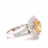 WIDE 2.73CT MULTI COLOR DIAMOND 18KT TRI COLOR GOLD HEART SHAPE ENGAGEMENT RING